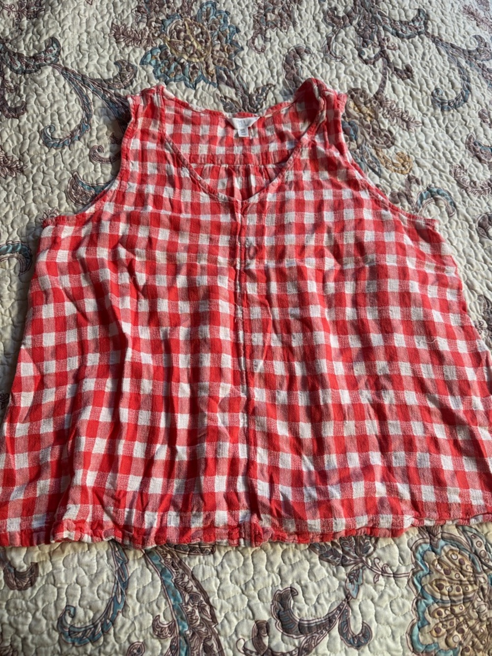 Time and Tru Red and White Gingham Sleeveless Tank xxl(20)